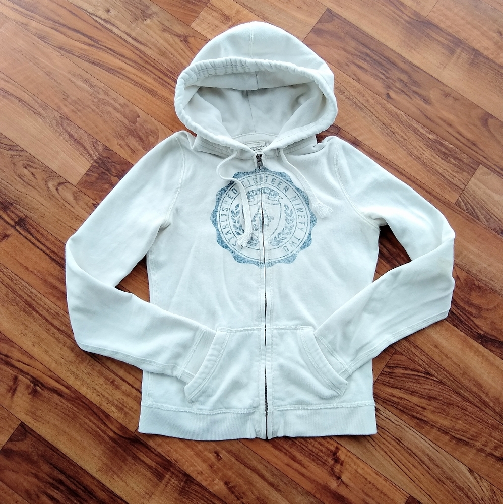 Abercrombie & Fitch white zip hoodie - Picture 1 of 4